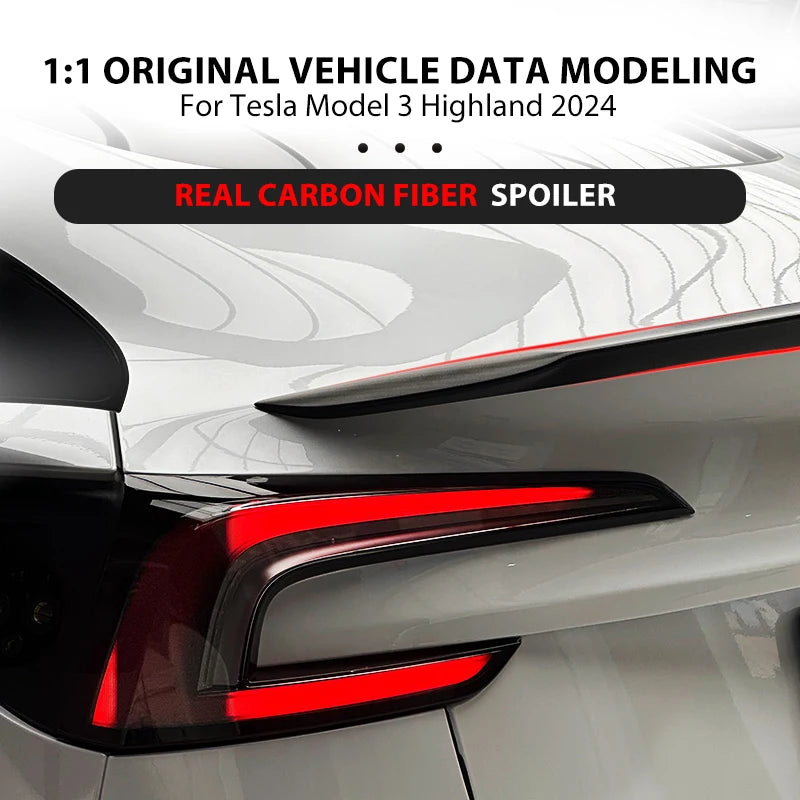 Tesla Model 3 Highland Real Carbon Fiber Spoiler Trunk Wing