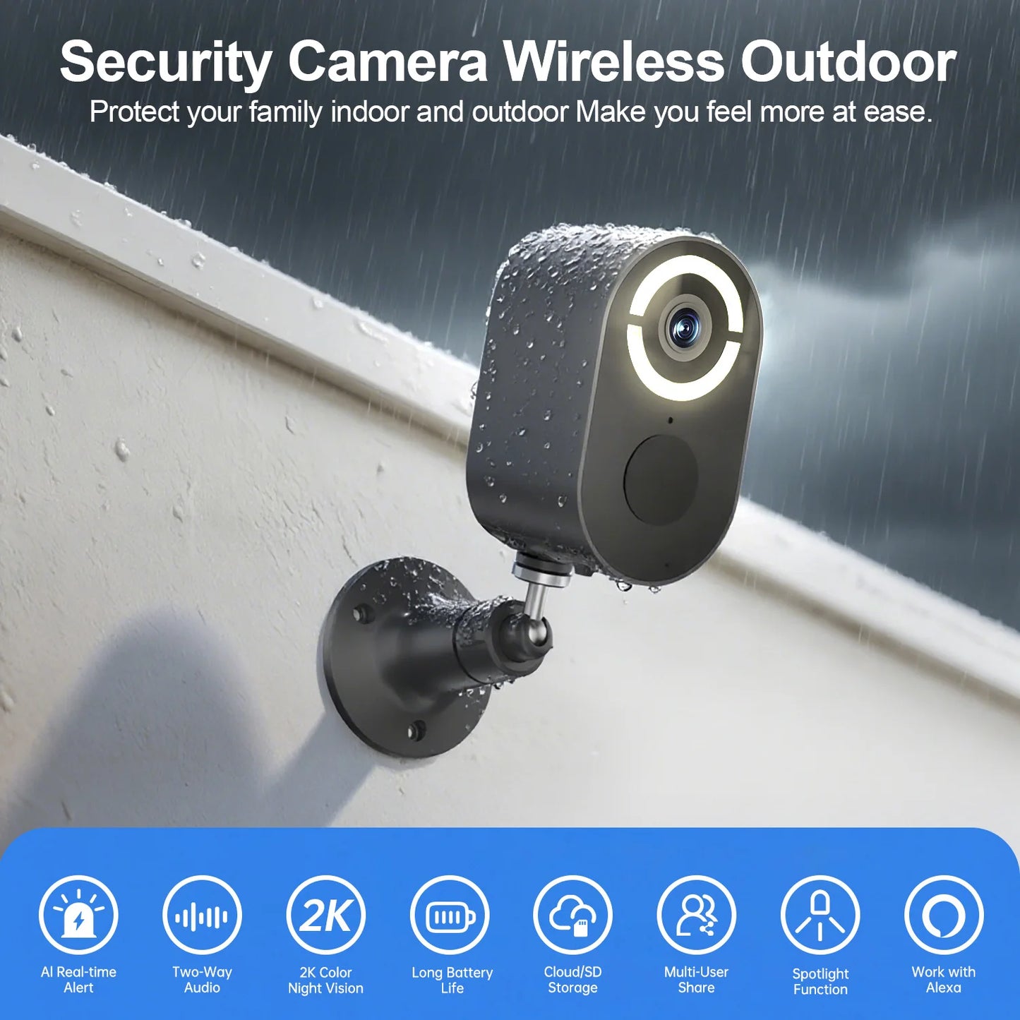 WESECUU Solar WiFi Outdoor Security Camera With Two Way Audio