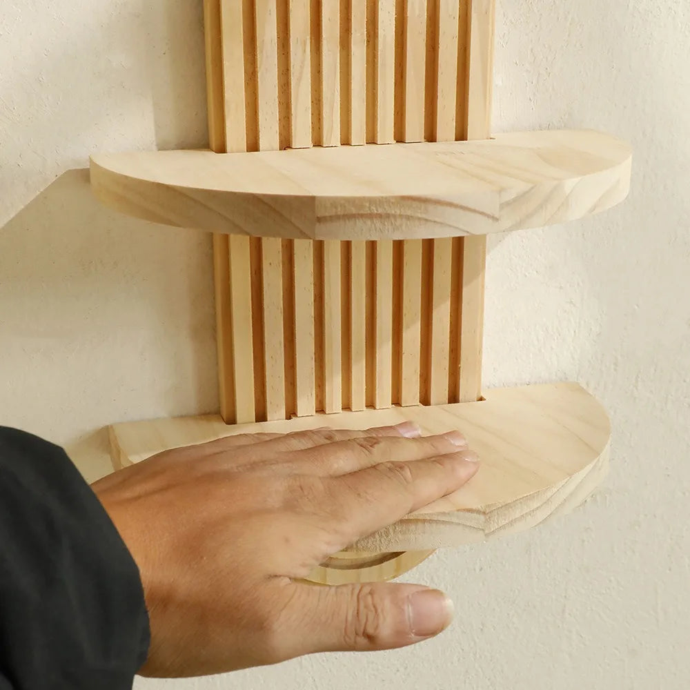 Oval Solid Wood Wall Shelf For Modern Living Room Decor