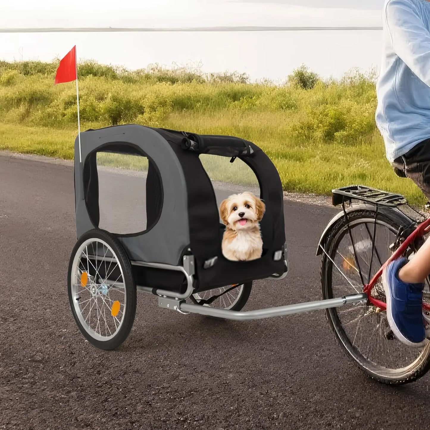 HiMISS Steel Dog Bike Trailer With Folding Universal Coupler