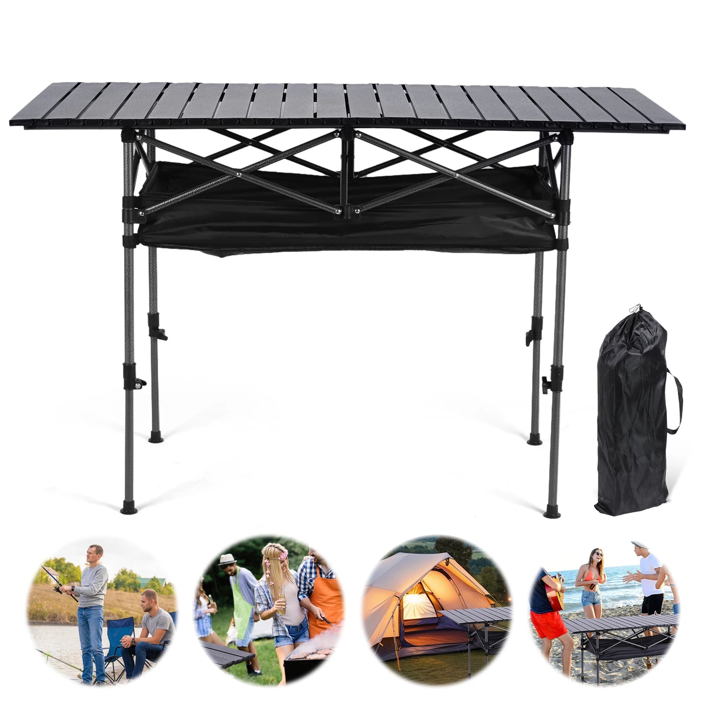 Shunmaii Outdoor Folding Adjustable Table Aluminum Portable Camping
