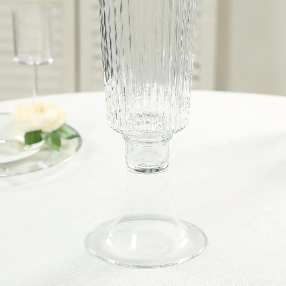 Clear Ribbed Glass Trumpet Vases 4 Pack Wedding Centerpiece Sets