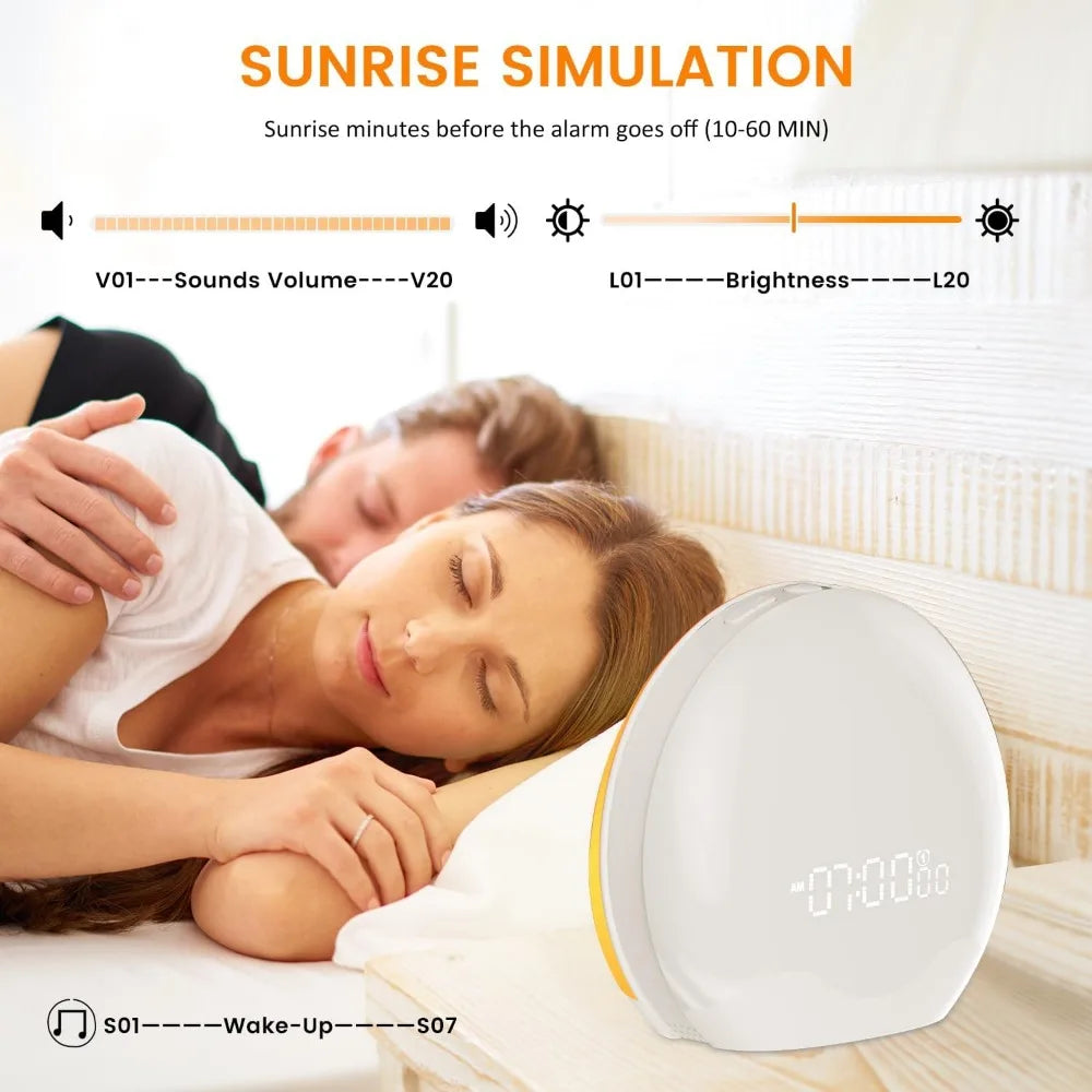 10000 Lux Light Therapy Lamp With Sunlight Alarm Clock