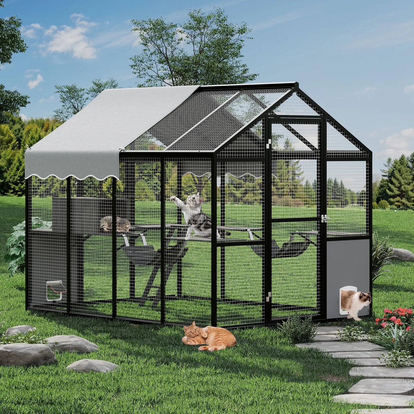HiMISSCatio Aluminum Outdoor Catio Enclosure Walk in Cat Run