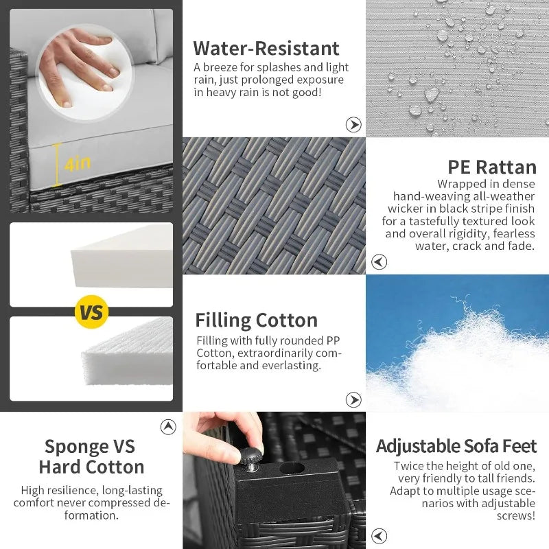 6-Piece Patio Set With 60,000 BTU Propane Fire Pit Table