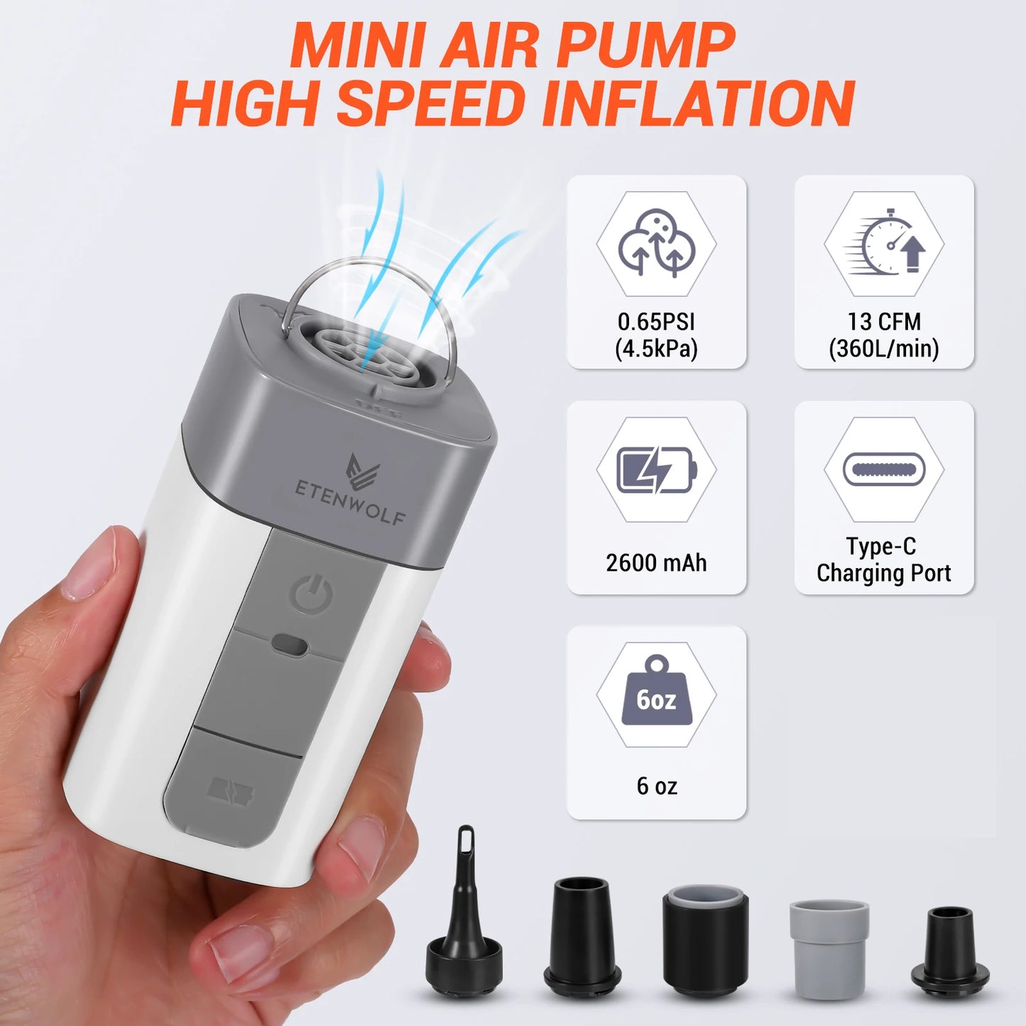 ETENWOLF Air 2 Electric Inflatable Pump for Inflatables