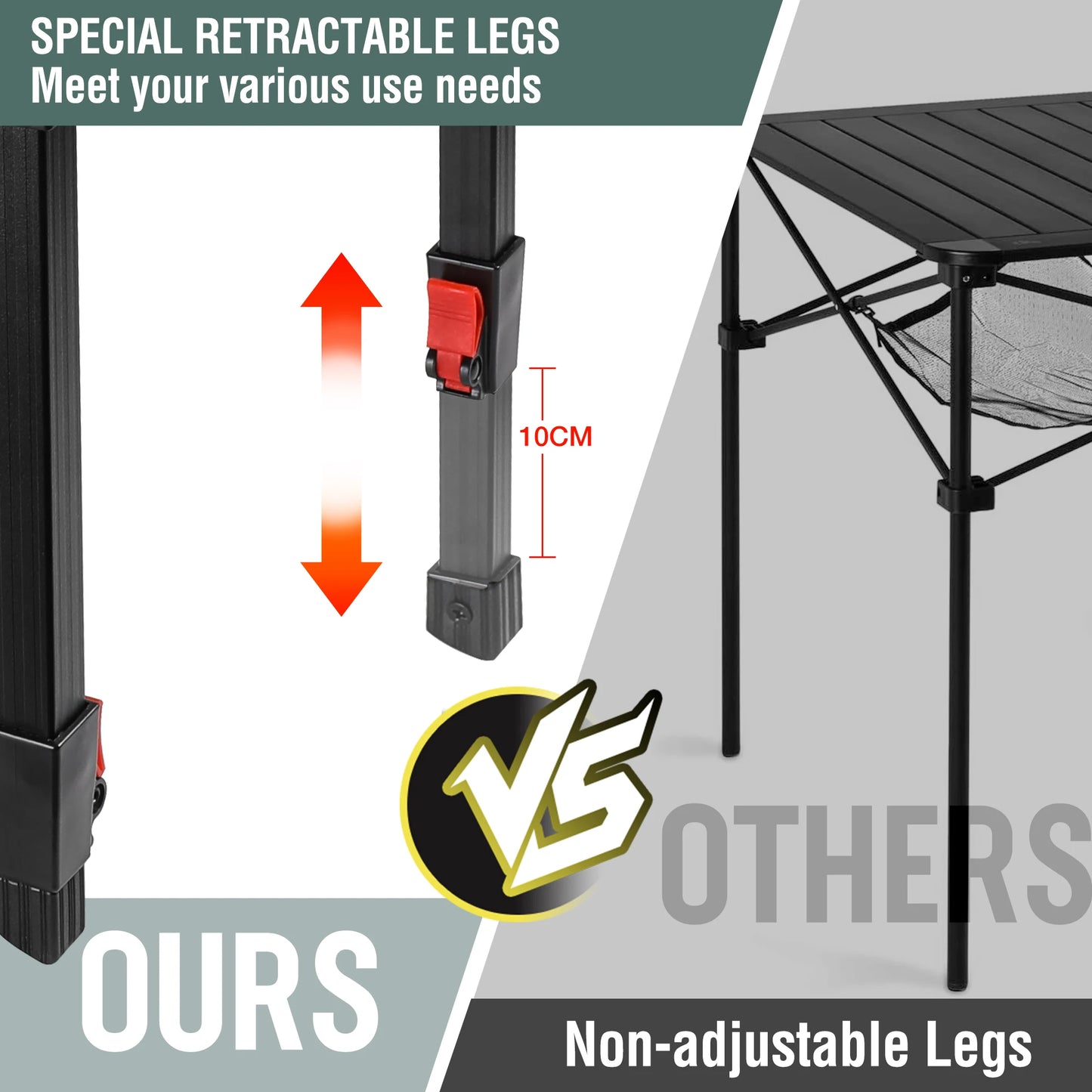 VILLEY Folding Camping Square Table Aluminum With Carry Bag Outdoor