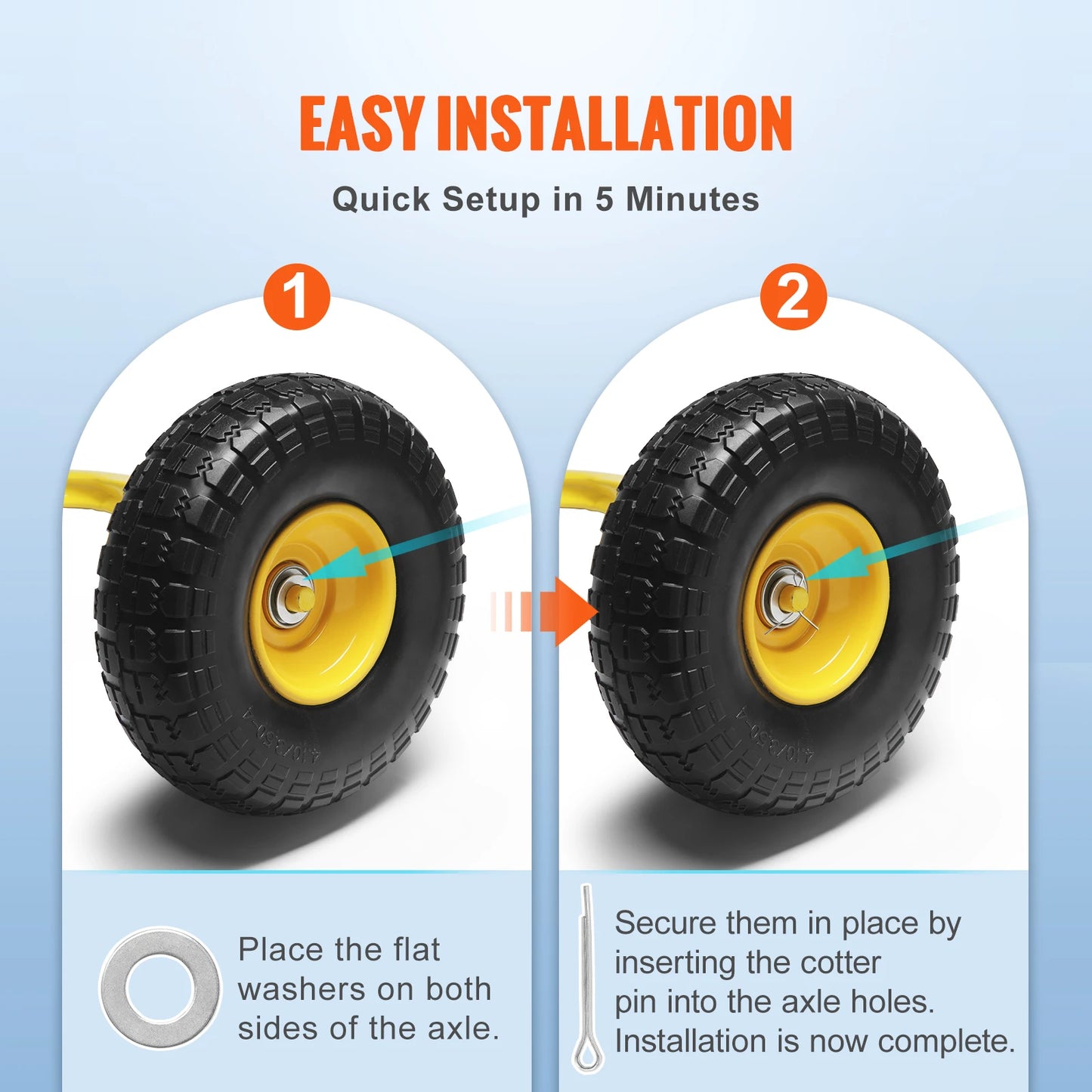 SucceBuy Professional-Grade Two-Pack-Set Solid PU Run-Flat Tire Wheels For Dollies