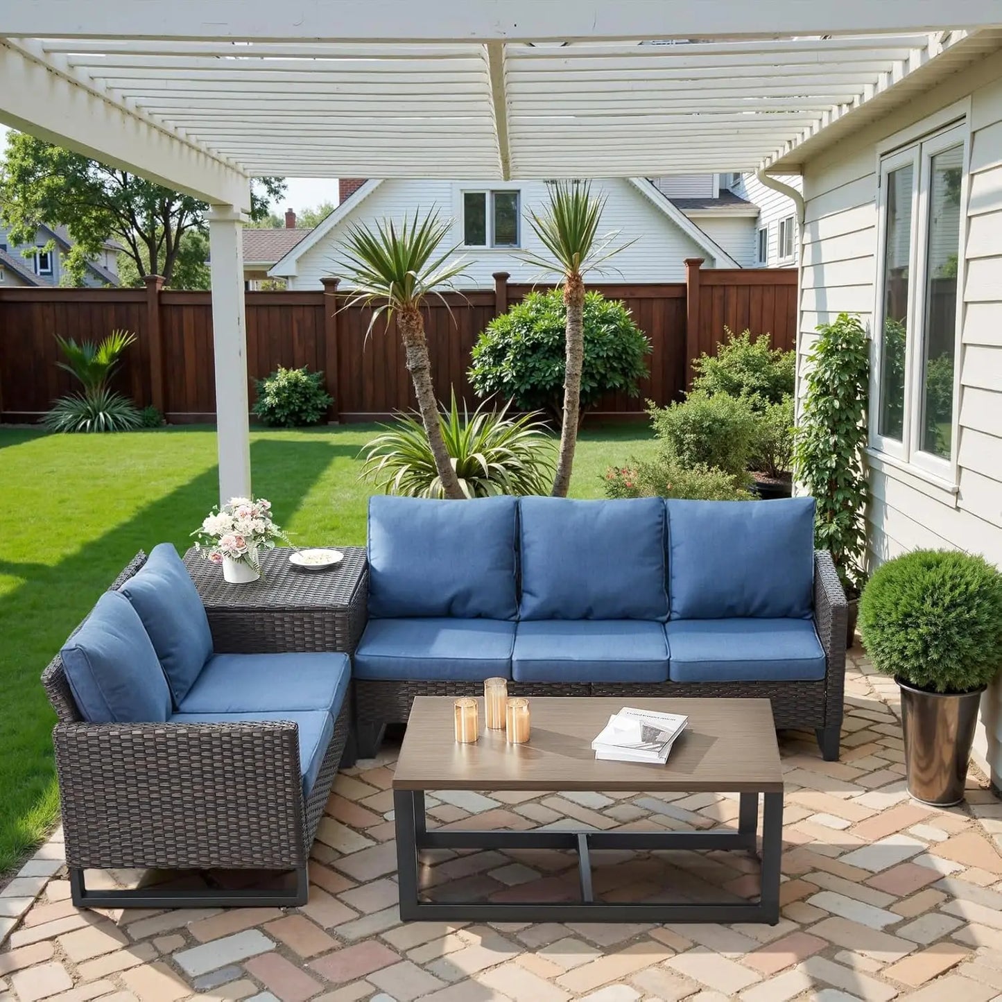 GUOHE Patio Conversation Set With Storage Box And Coffee Table