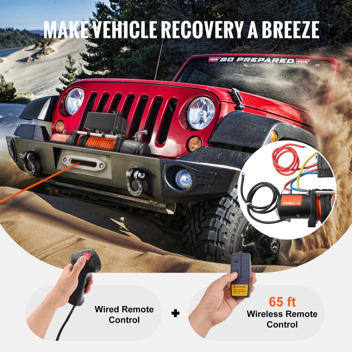 SucceBuy 13500lbs Electric Winch For Truck Car Tow Off Road