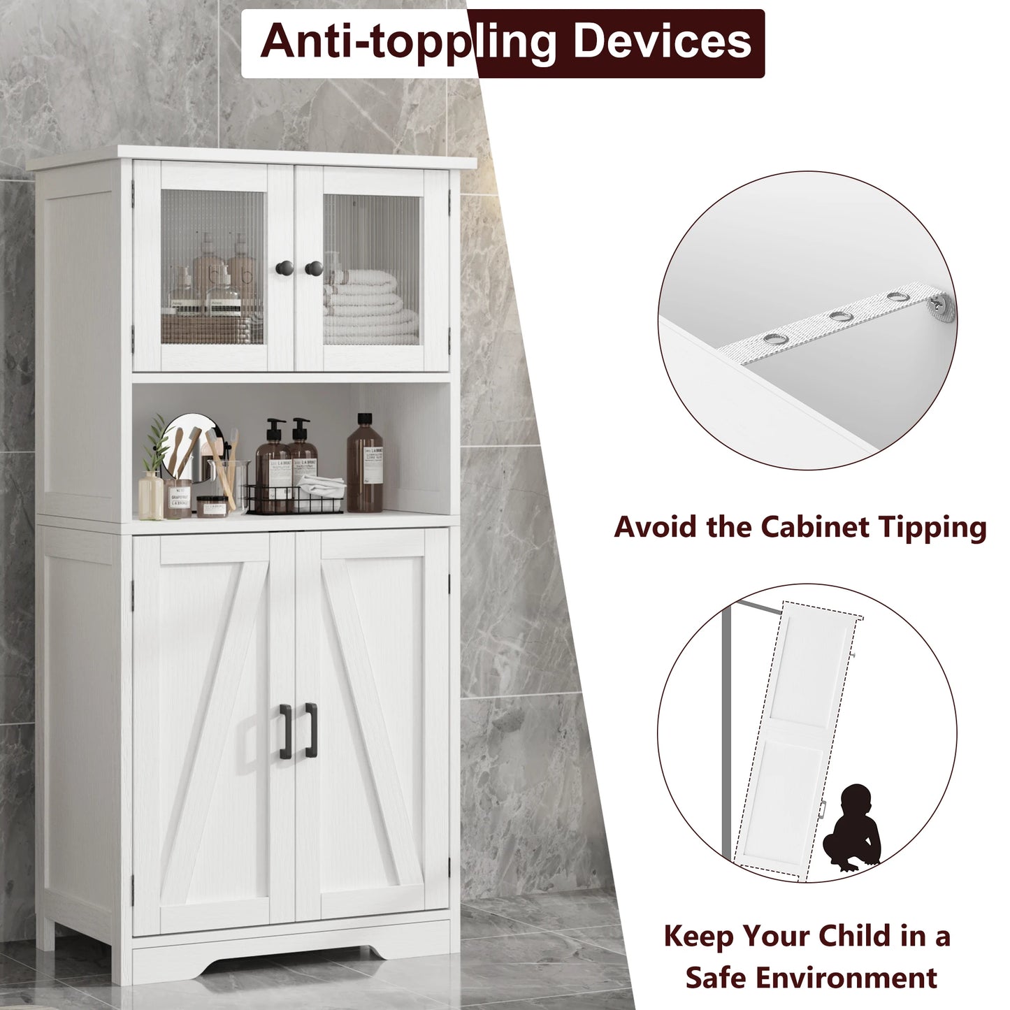 HobbyLane Free Standing Kitchen Pantry Cupboard 4 Doors