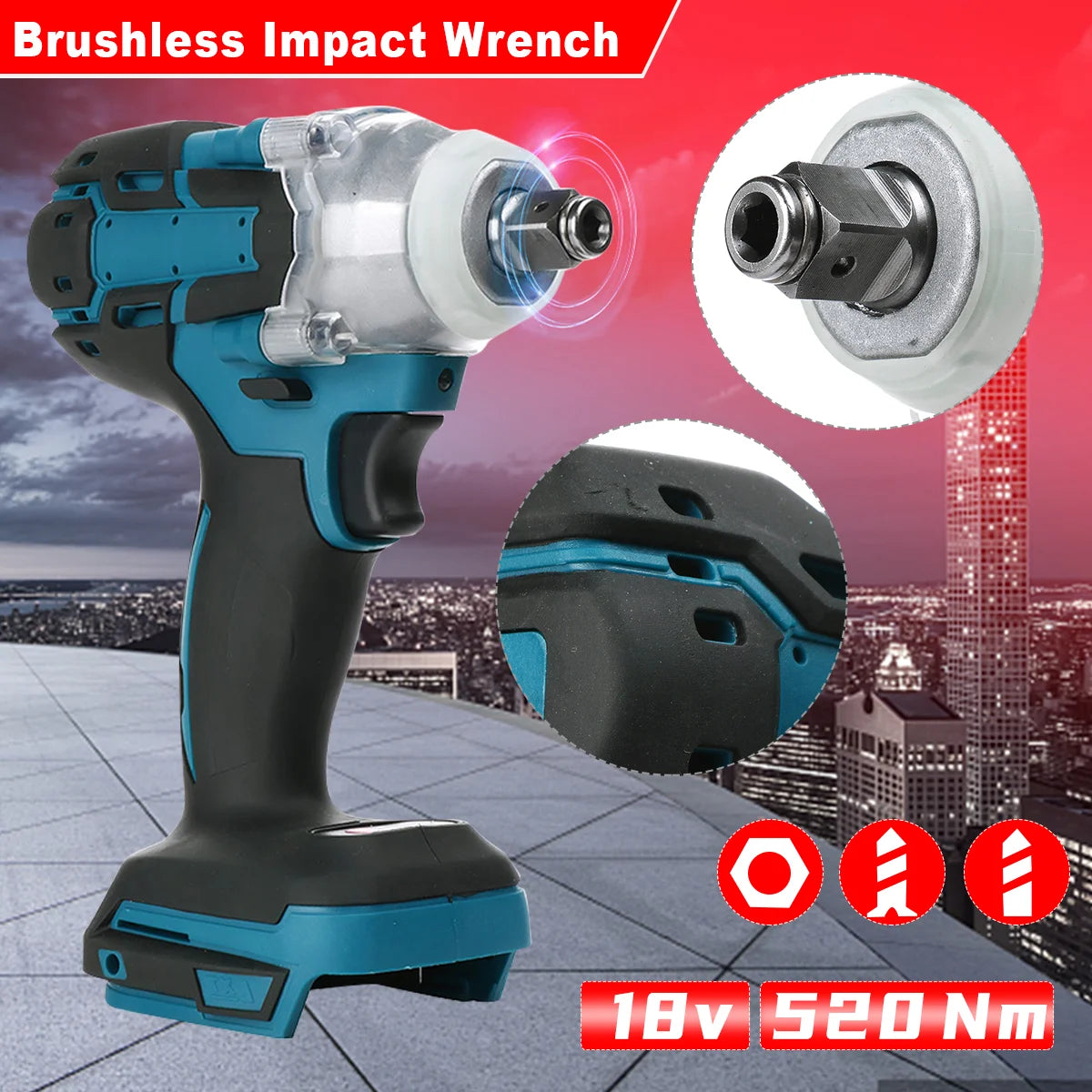 Magnitt Brushless Cordless Impact Wrench 18V Kit With Toolbox