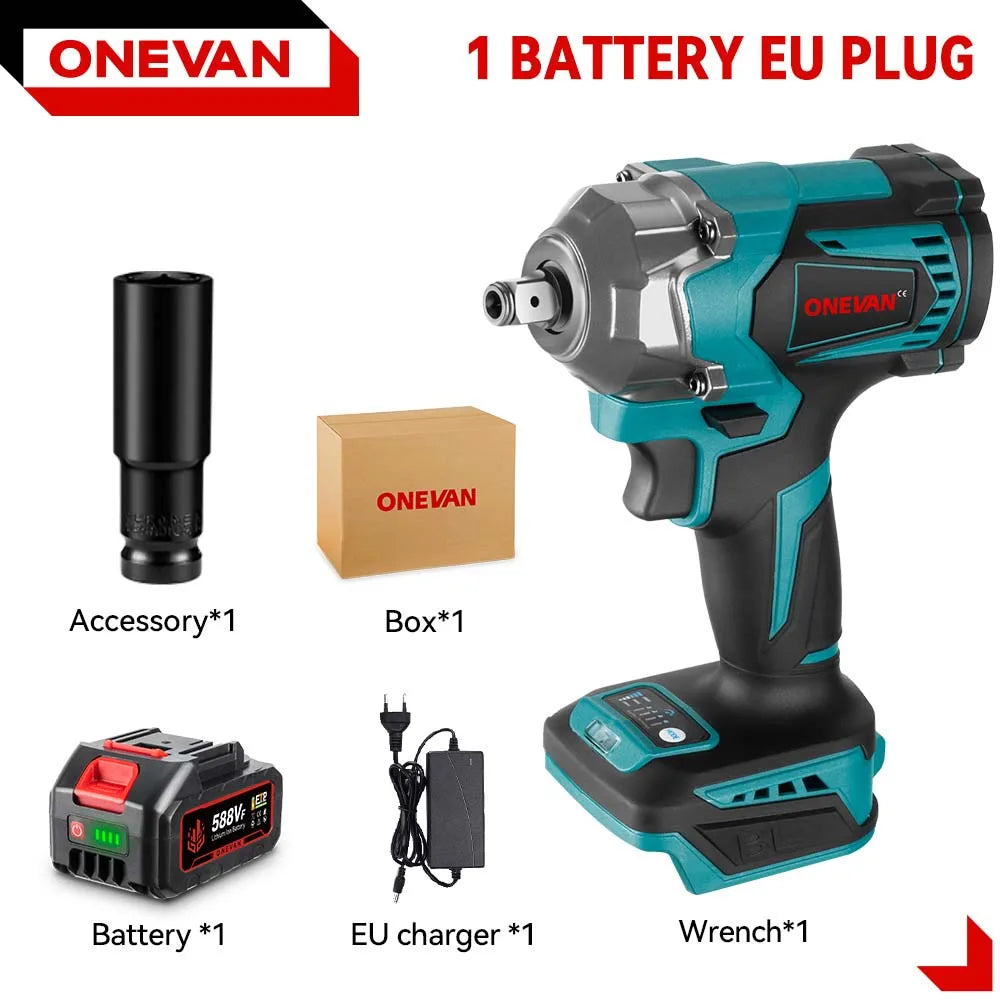 ONEVAN 1200Nm Brushless Impact Wrench With 3 Function Cordless