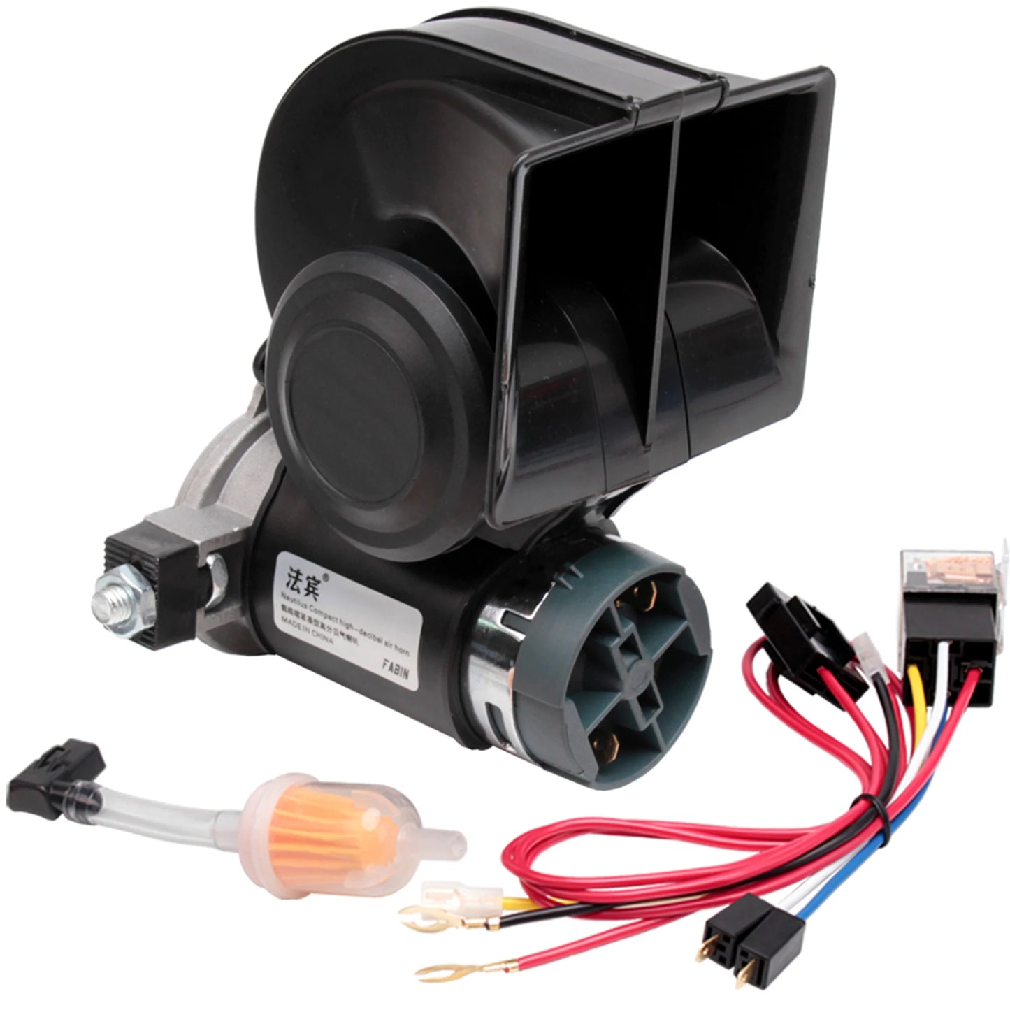 FARBIN Snail Air Horn With Compressor 12V 150dB Dual Tone