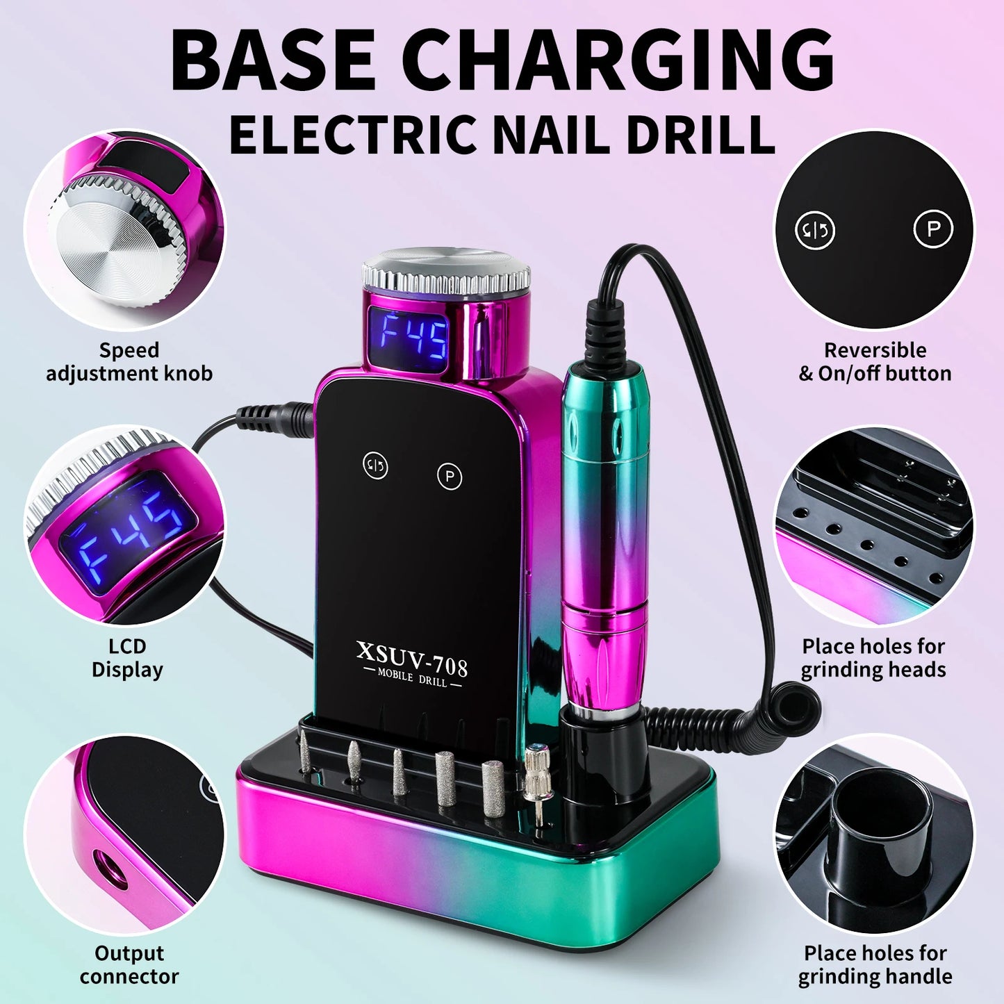 Hign-concerned 45000RPM Electric Nail Drill Professional Manicure Tool