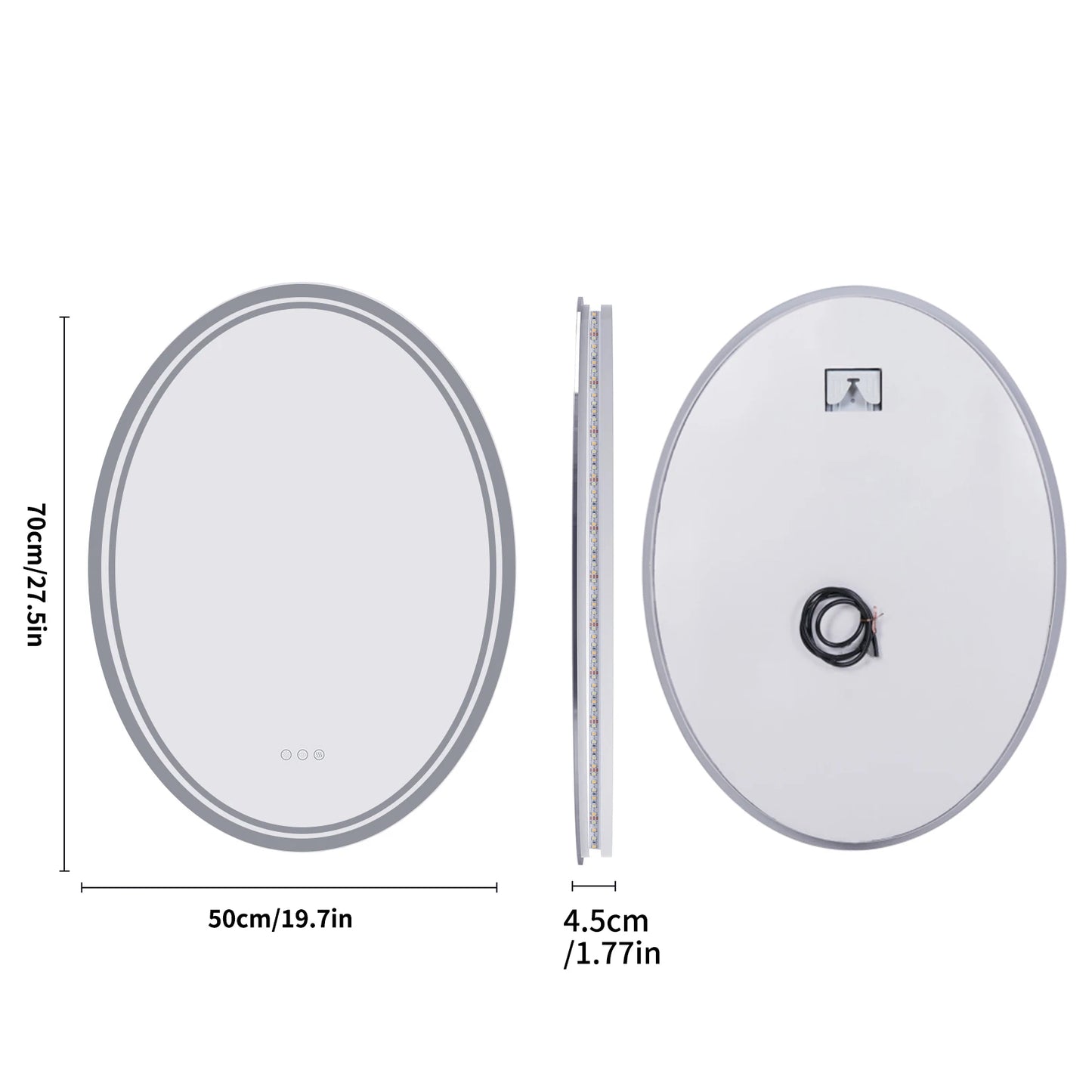 Feature Ultra Bright Oval LED Backlit Bathroom Mirror Anti Fog