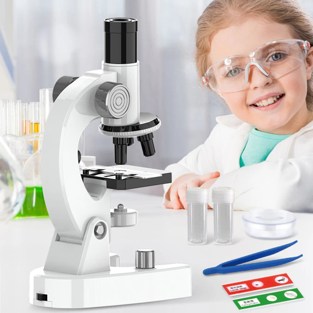 ALLOYSEED Biological Microscope With Slides Set For School Lab Homeschool