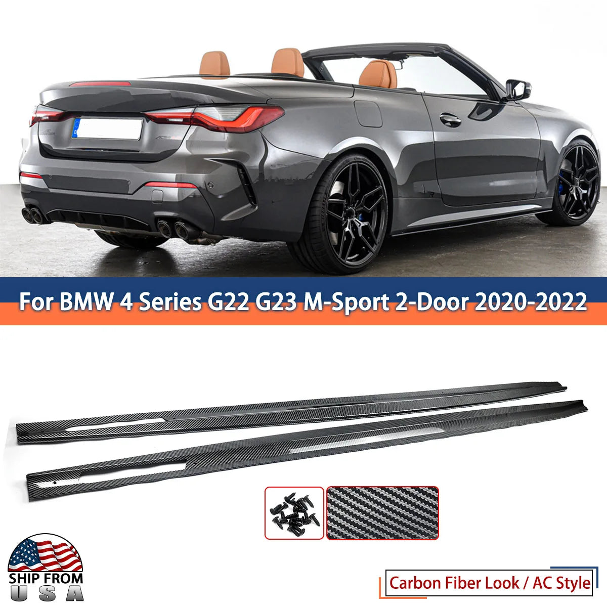 Side Skirt Extension Bumper Lip for BMW 4 Series G22 G23 420i 430i M440i M-Sport 2020 2021 2022 BodyKit Winglet Car Accessories