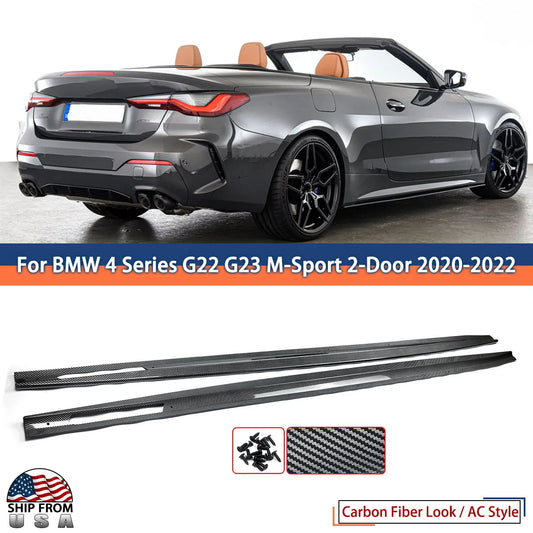 Side Skirt Extension Bumper Lip for BMW 4 Series G22 G23 420i 430i M440i M-Sport 2020 2021 2022 BodyKit Winglet Car Accessories
