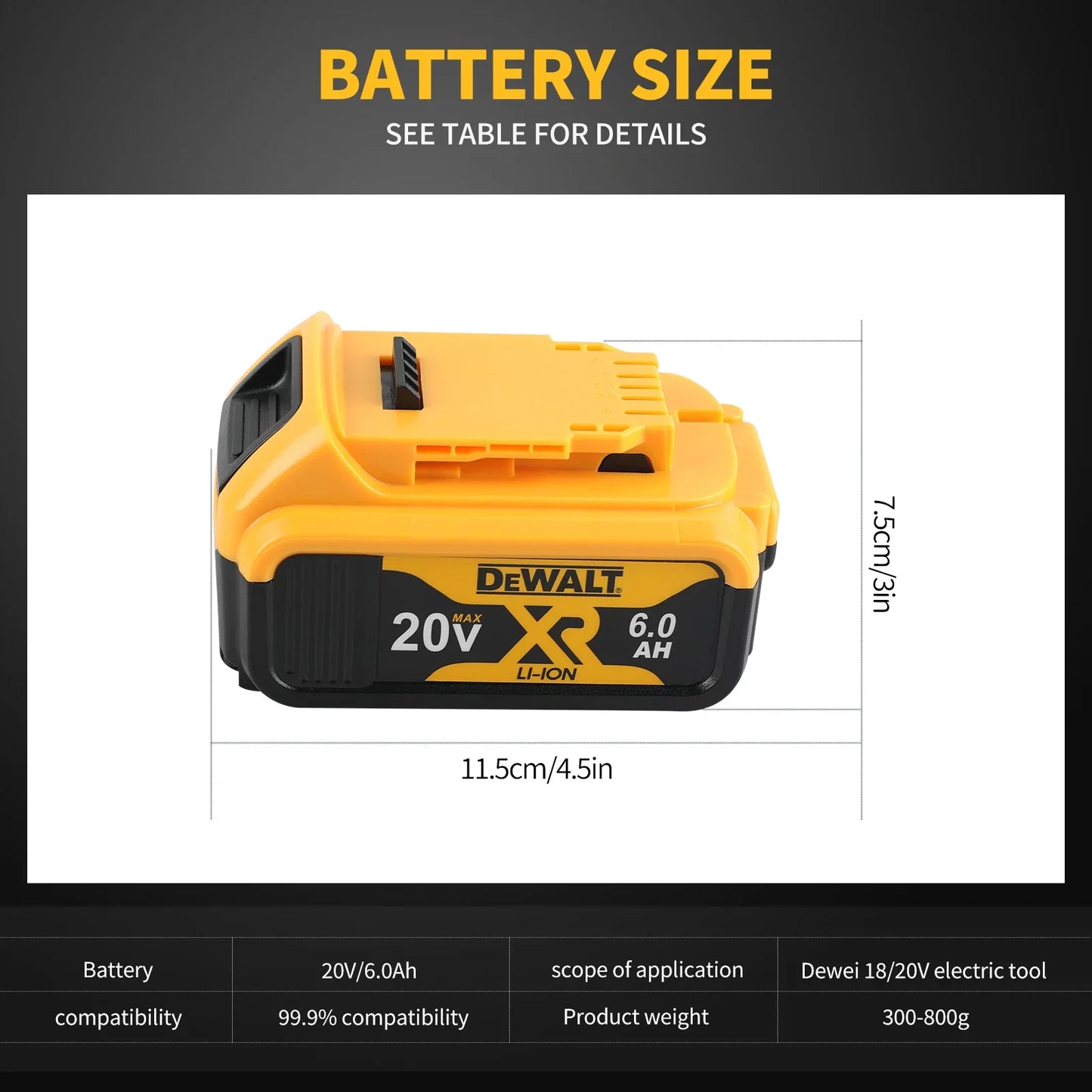 DEWALT DCB206 20V 6.0Ah High Capacity Backup Battery