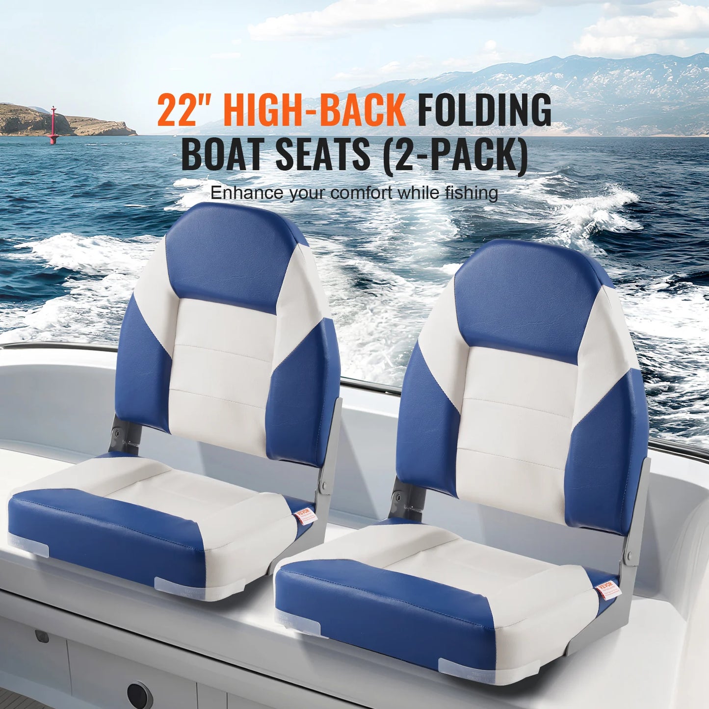 SucceBuy Folding Boat Seats High Back Captain Chair 2 Pack