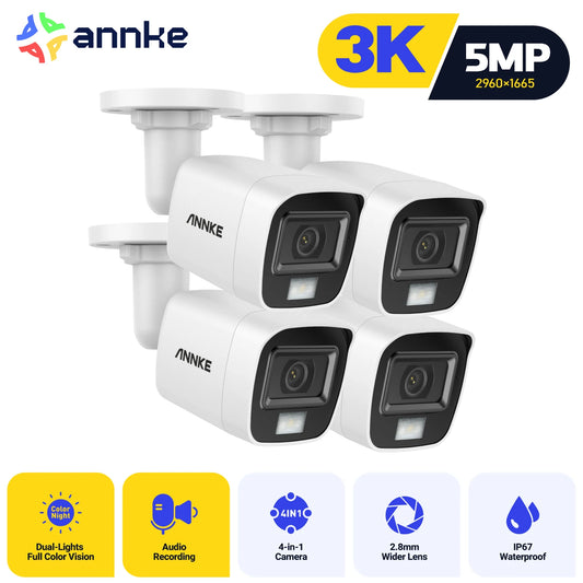ANNKE 4 Pack 5MP CCTV Outdoor Dome Kit IP67 Waterproof