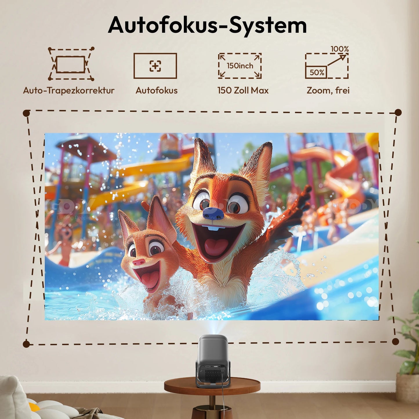 XGODY 4K Short Throw Android Projector Home Cinema