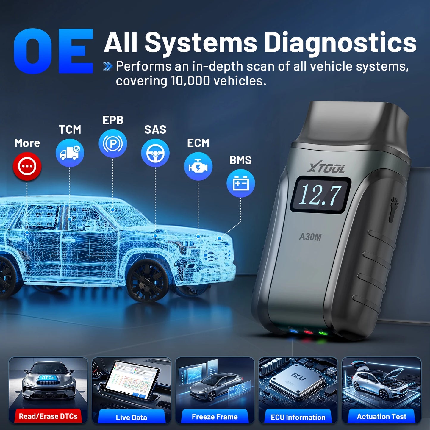 XTOOL A30M Full System Diagnostic Tool Bidirectional OBD2 Scanner