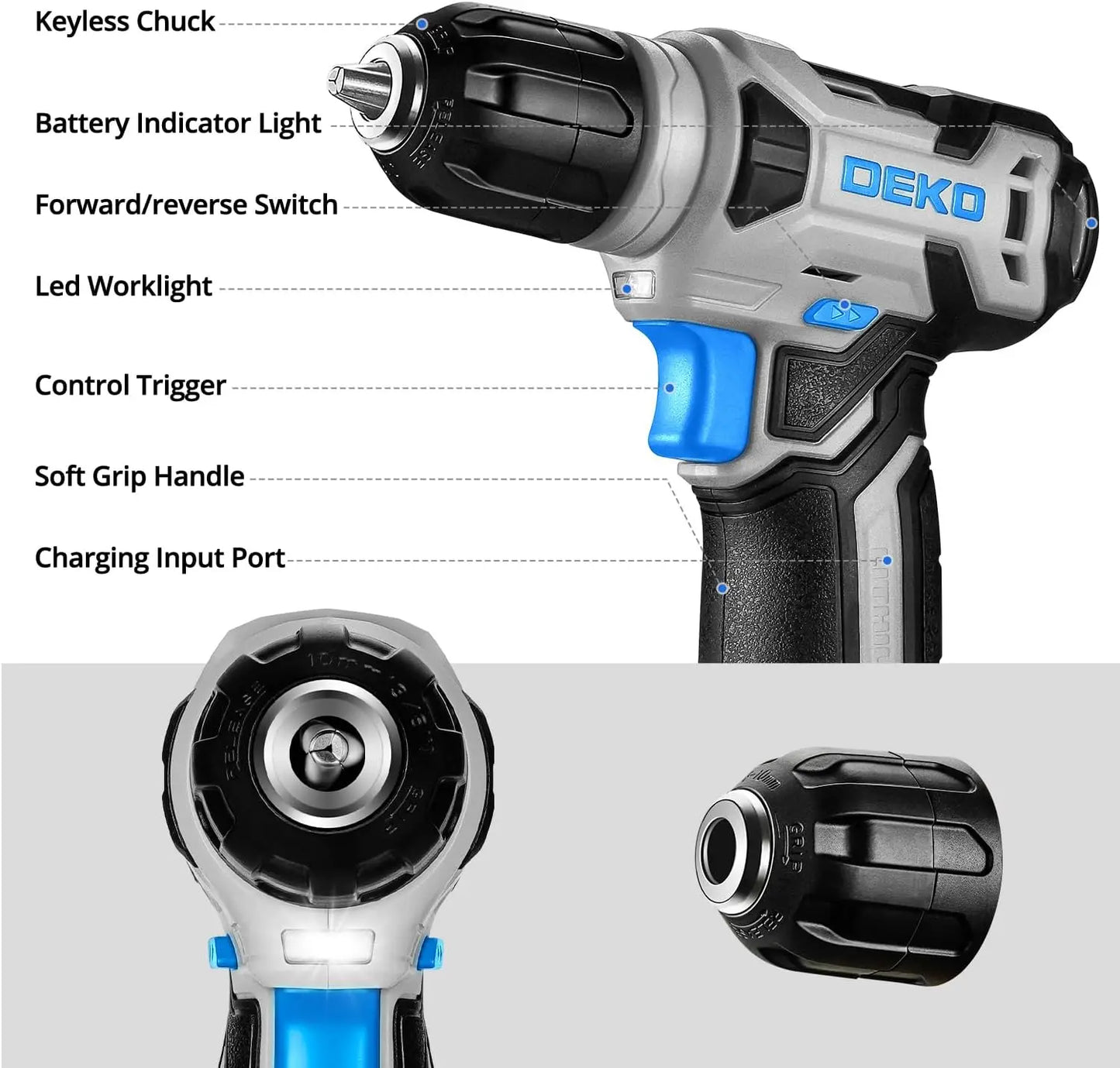 DEKODIY 8V Cordless Drill Tool Set 126 Piece Kit Complete