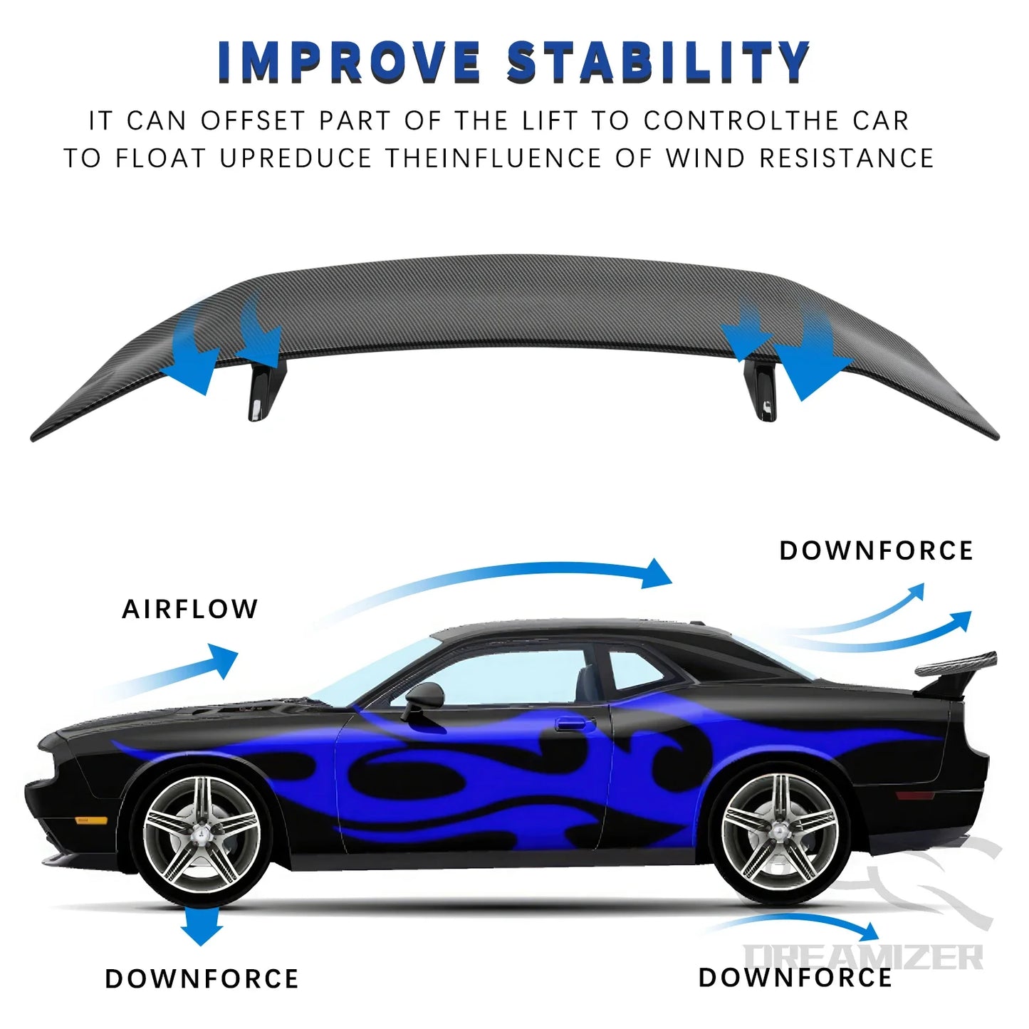 Universal GT Style Aluminum Rear Spoiler for Cars