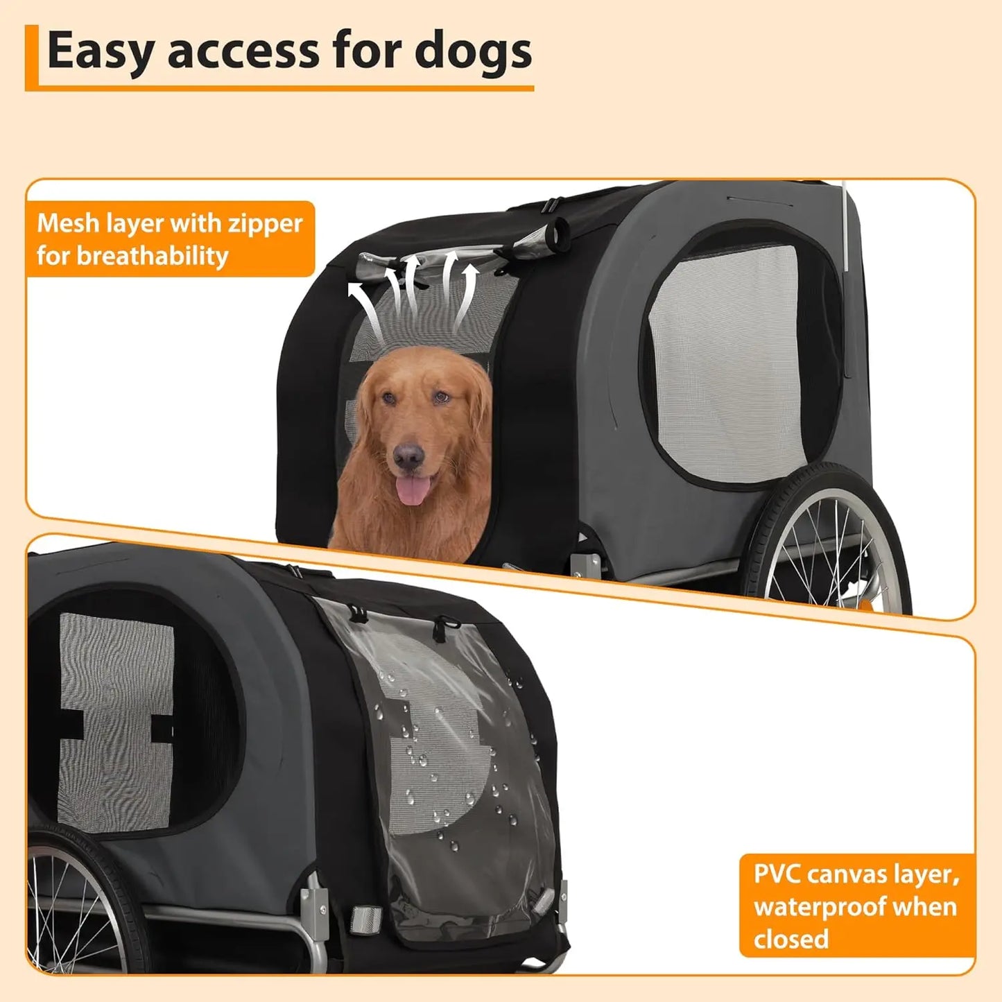 HiMISS Steel Dog Bike Trailer With Folding Universal Coupler