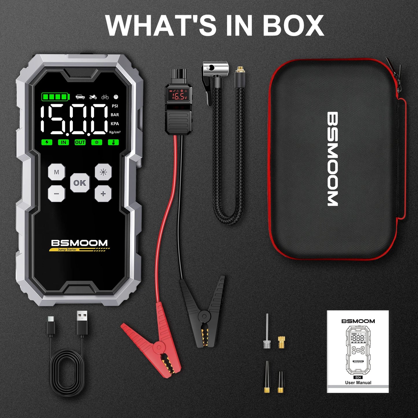 BSMOOM 7000A Car Jump Starter Power Bank With 150 PSI Air Pump