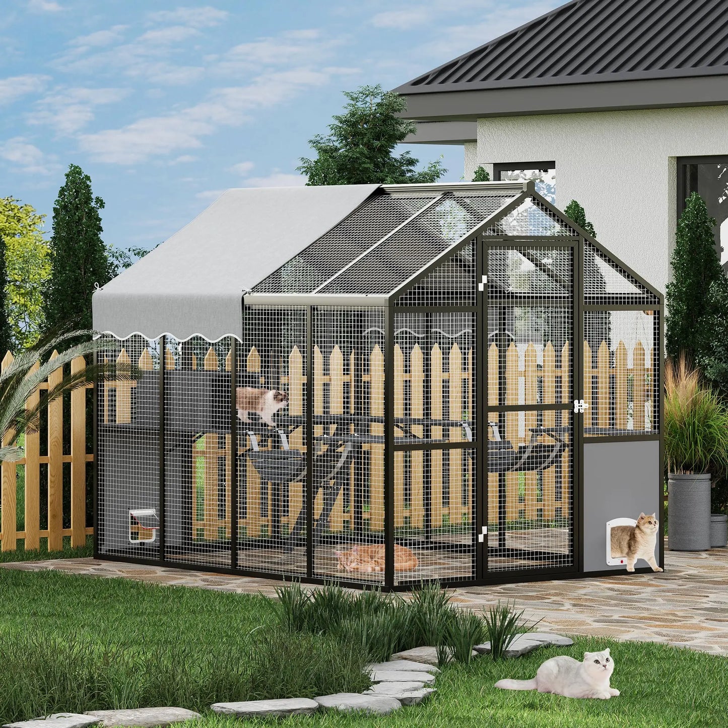 HiMISSCatio Aluminum Outdoor Catio Enclosure Walk in Cat Run