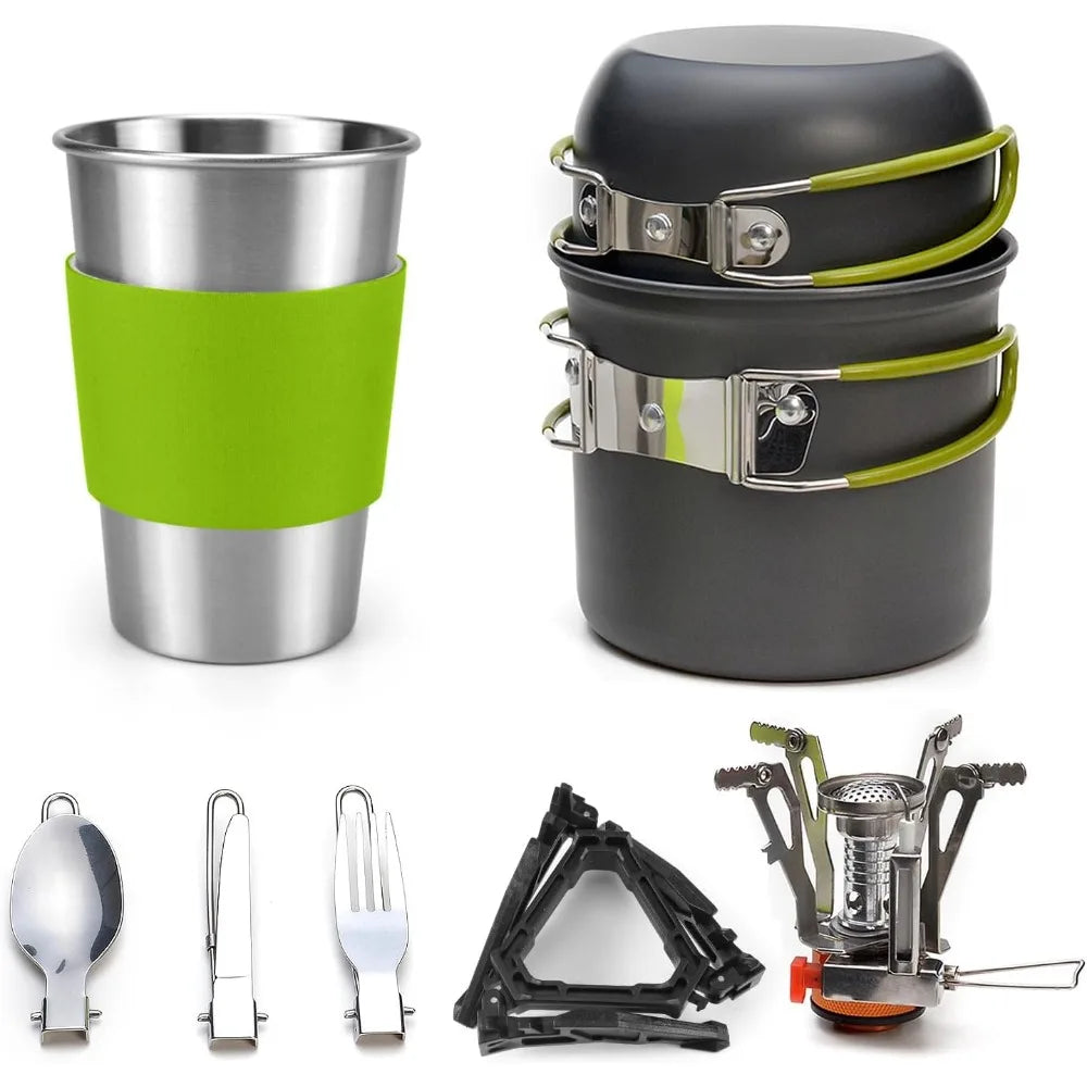 Camping Cookware Stove Carabiner Canister Stand Tripod Stainless Steel Cup