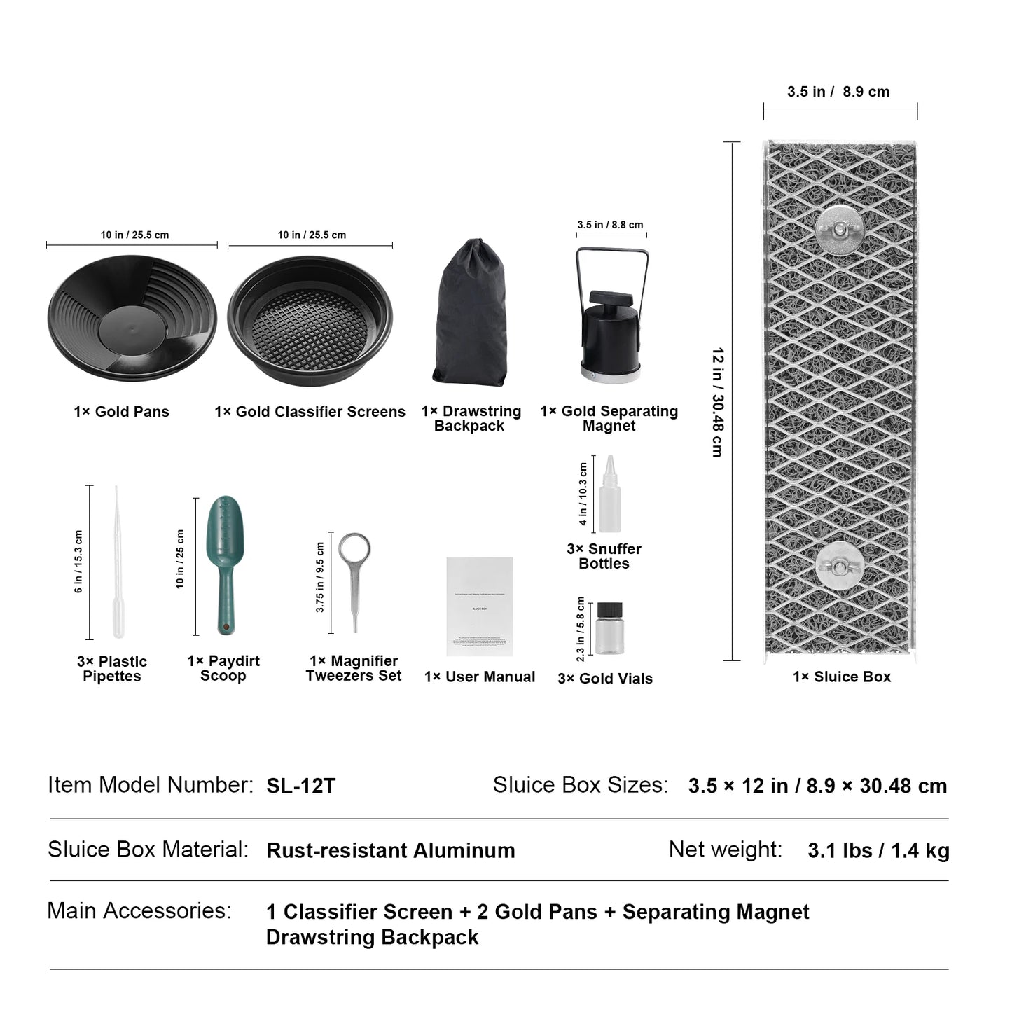 SucceBuy 23-Piece Gold Panning Kit With Sluice Box And Classifier Screens