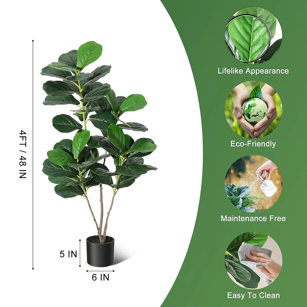 HiMIS Fiddle Leaf Fig Artificial Tree With Pot For Decor