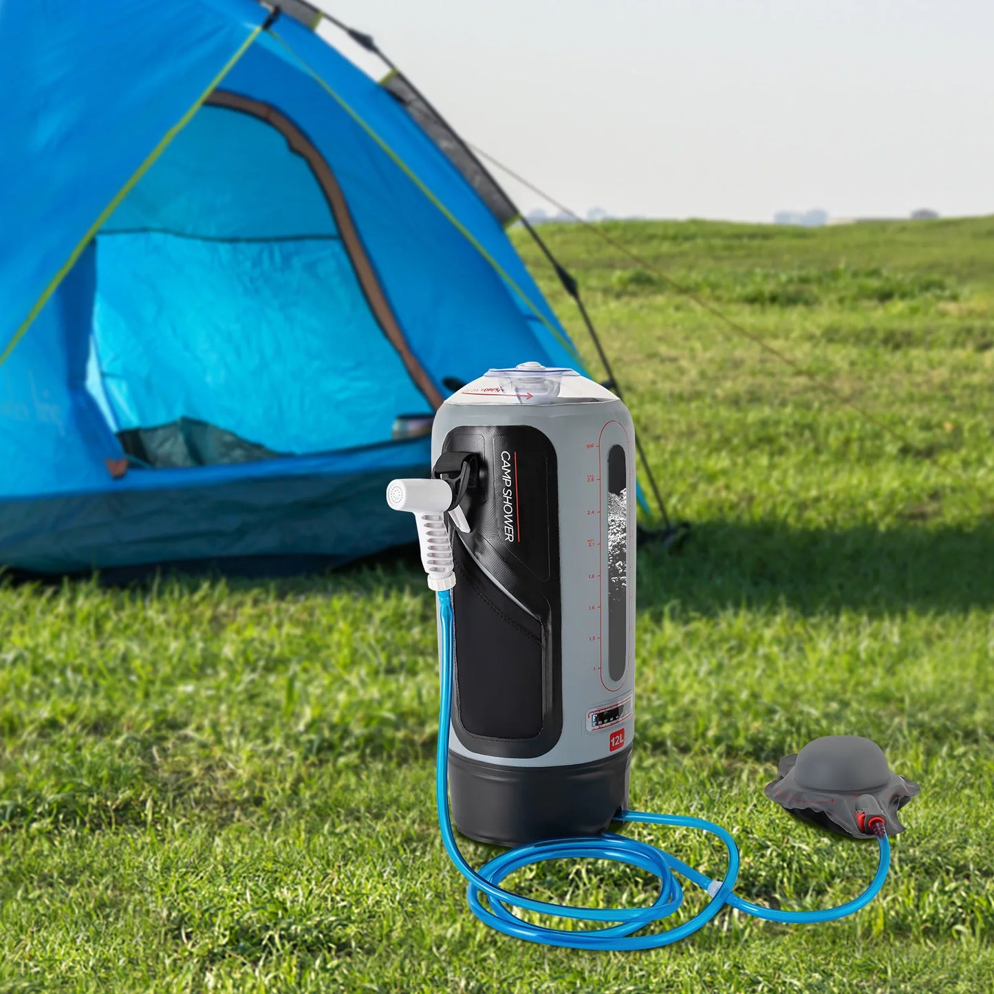 Electric Camping Shower Bag With Auto Pump And Removable Hose