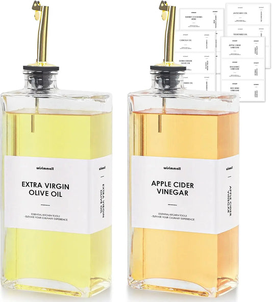 Olive Oil Dispenser Glass Bottle For Kitchen 2 Pack