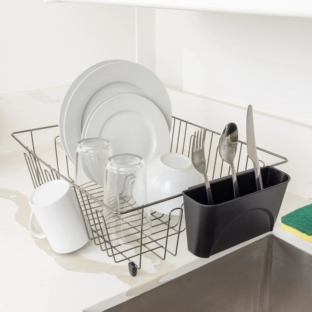 Wire Dish Rack Kitchen Organizer Drying Rack With Cutlery Cup