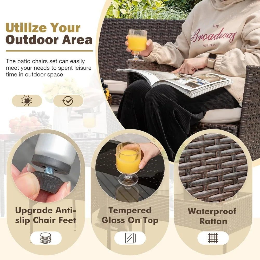Outdoor Patio 4 Piece Rattan Wicker Furniture Set For Garden