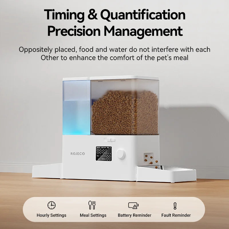 ROJECO 2in1 Automatic Pet Feeder and Water Dispenser