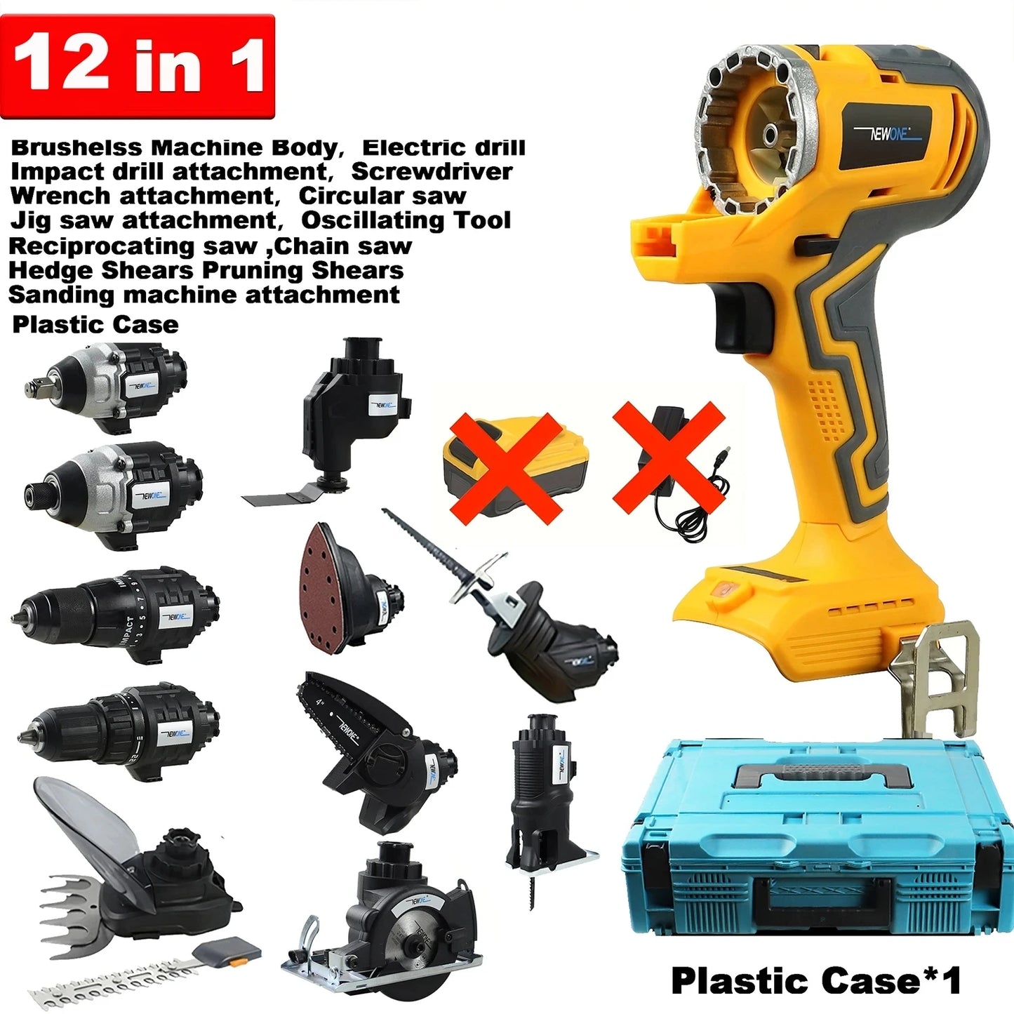 NEWONEDIY Brushless 12-in-1 Power Tool Set With Accessories