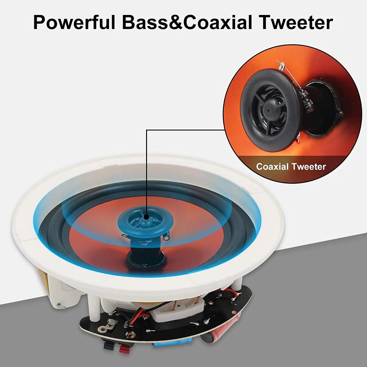 Herdio Bluetooth In Ceiling Speakers 600W 2 Way Flush Mount