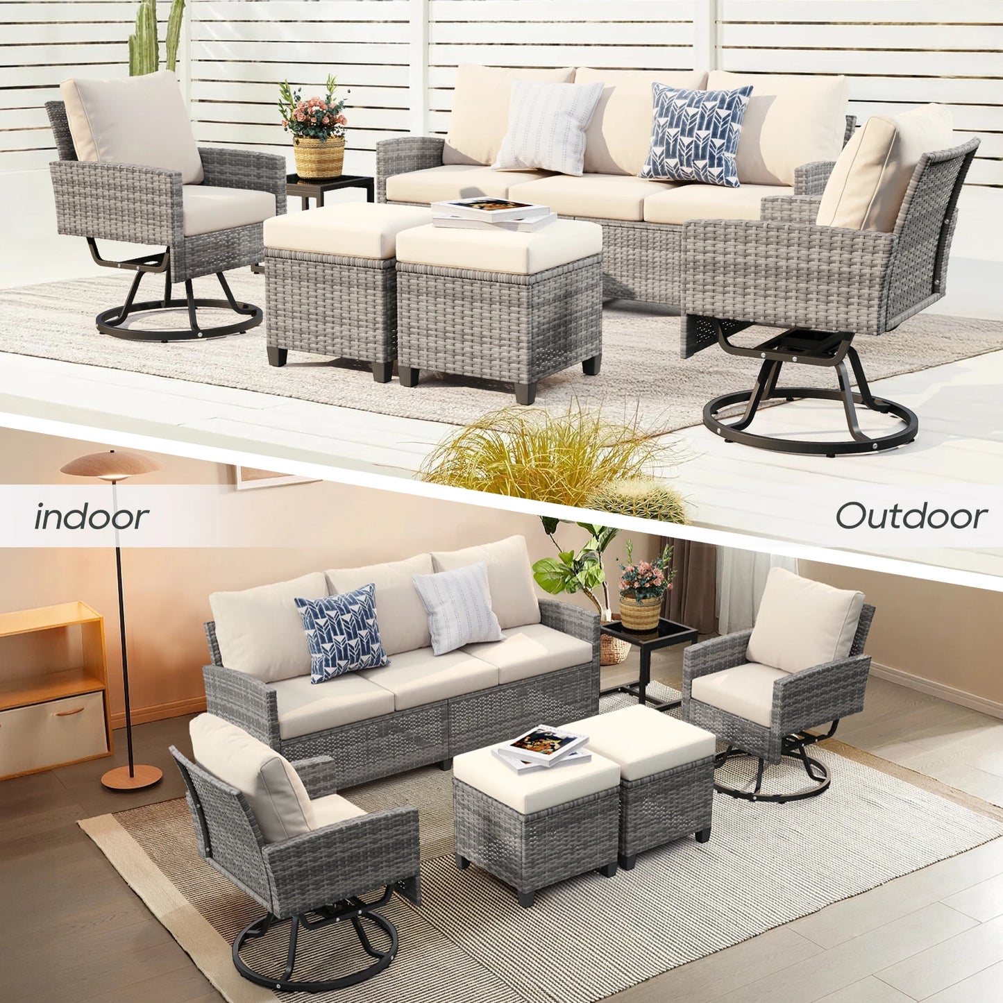 Seogwisam 6 Piece Wicker Patio Furniture Set Outdoor Conversation