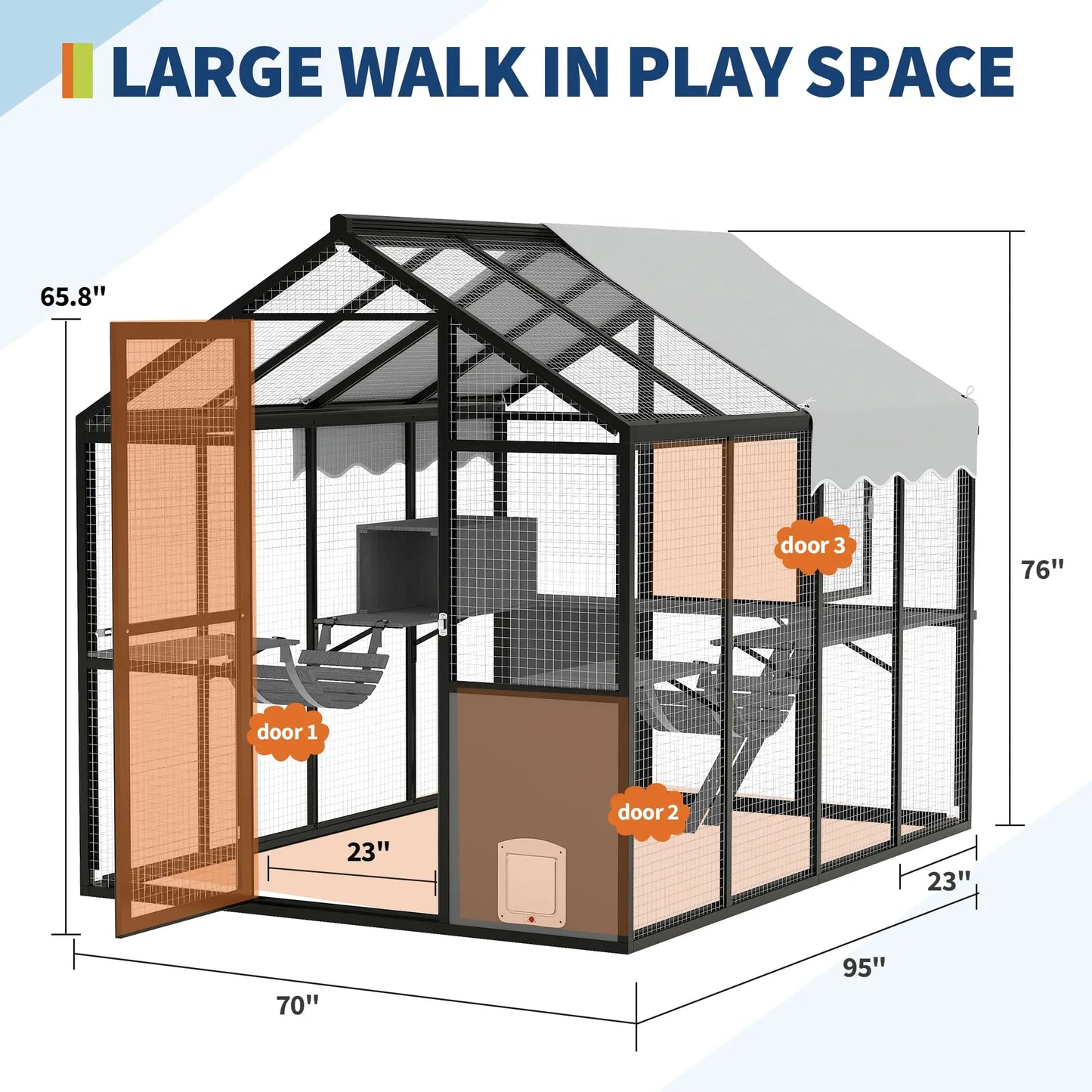 HiMISSCatio Aluminum Outdoor Catio Enclosure Walk in Cat Run
