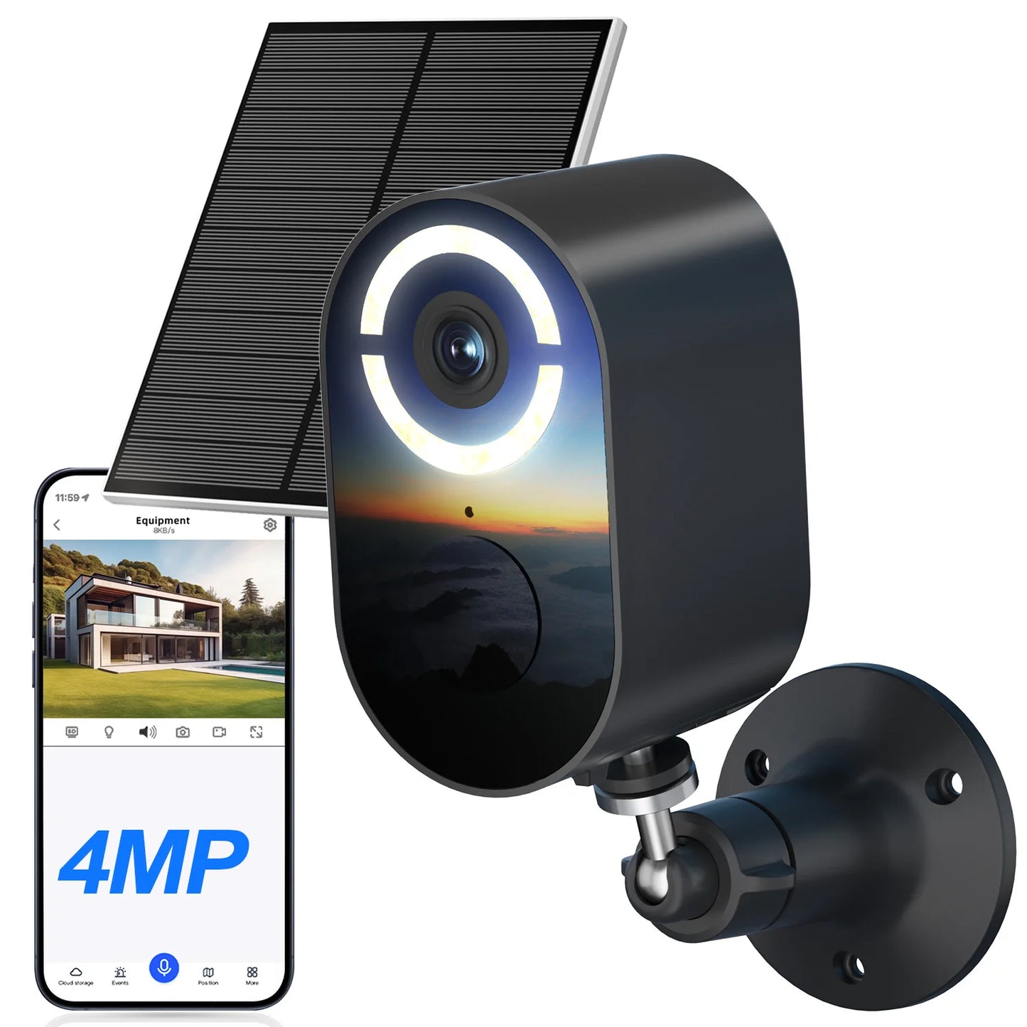 WESECUU Solar WiFi Outdoor Security Camera With Two Way Audio