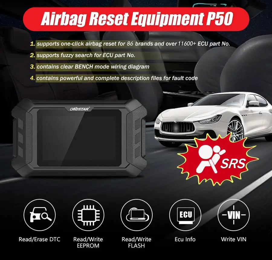 OBDSTAR P50 Airbag Reset Tool Supports 86 Brands ECU