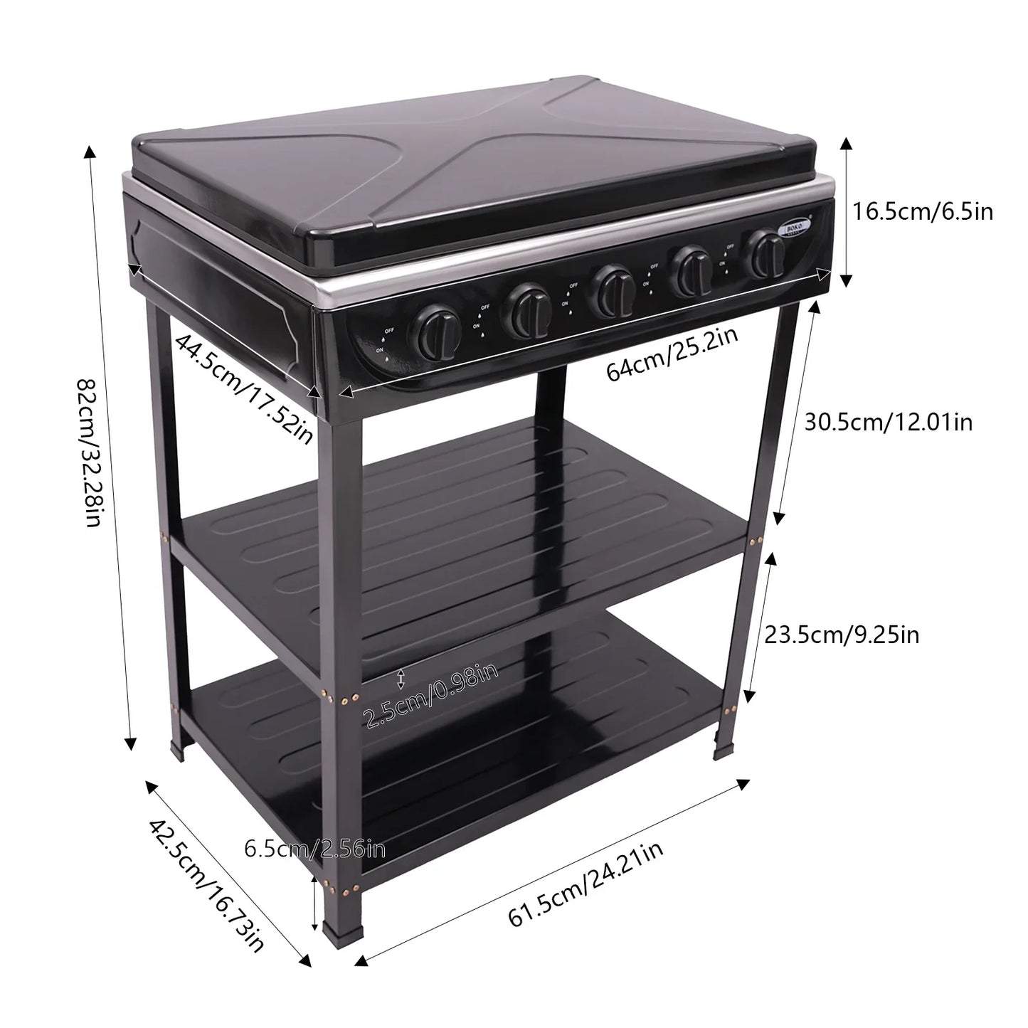 Portable Camp Natural Gas Stove With Independent 4/5 Burners