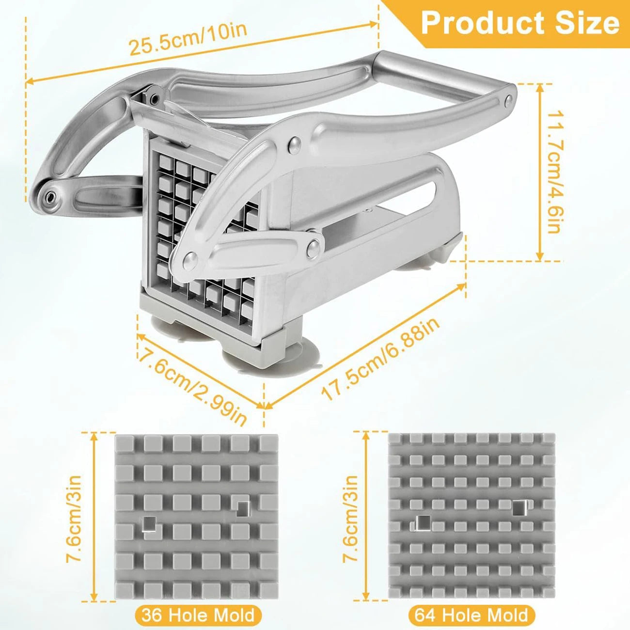 Stainless Steel French Fries Cutter Slicer 36 Hole Blade