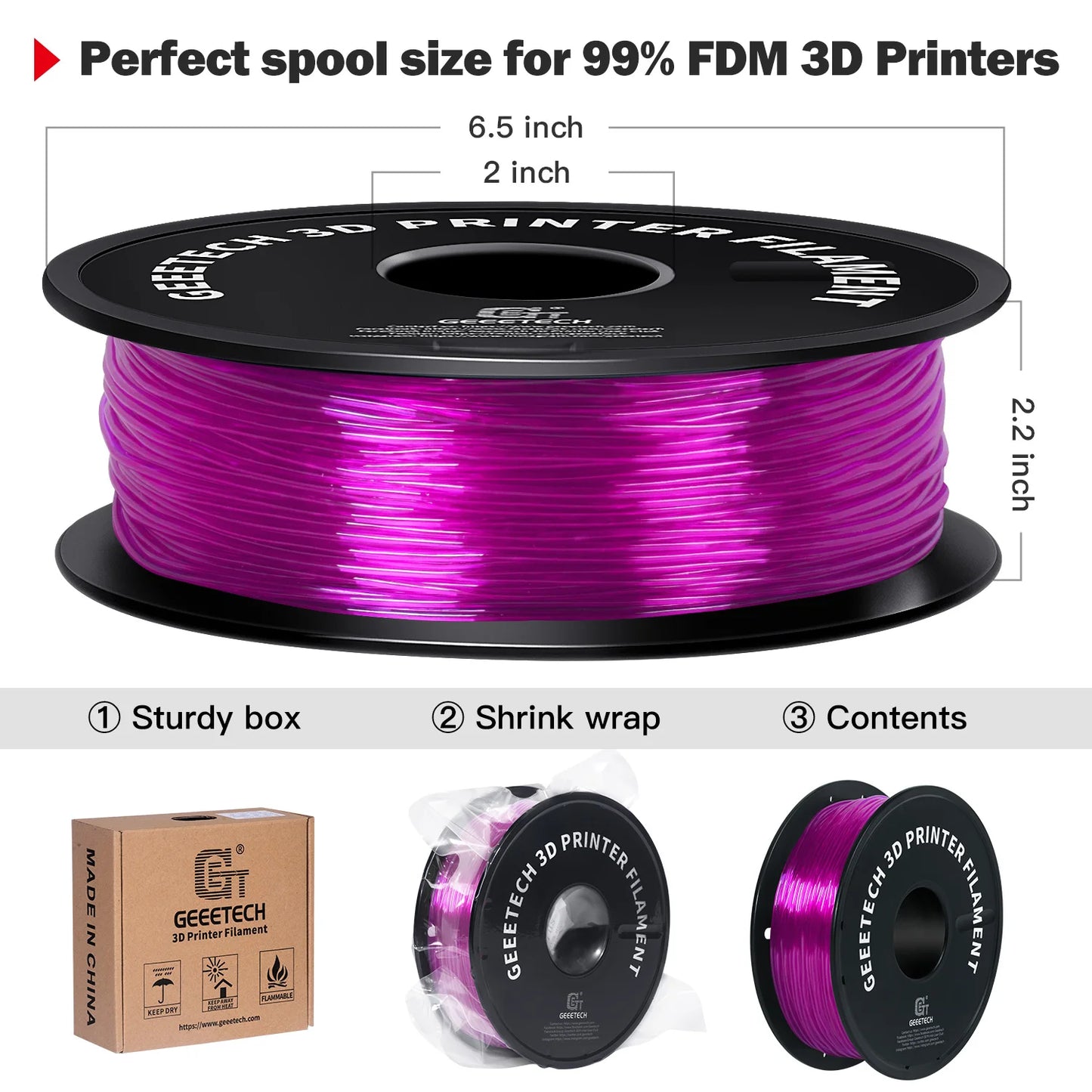 GEEETECH TPU Filament Flexible Material for 3D Printers